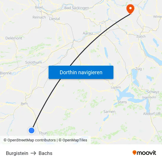 Burgistein to Bachs map