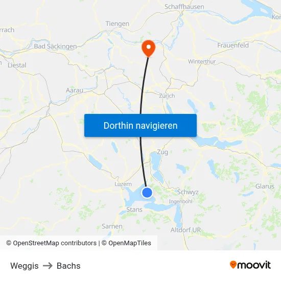 Weggis to Bachs map