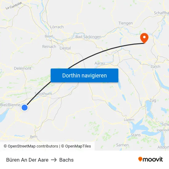 Büren An Der Aare to Bachs map