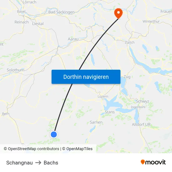 Schangnau to Bachs map