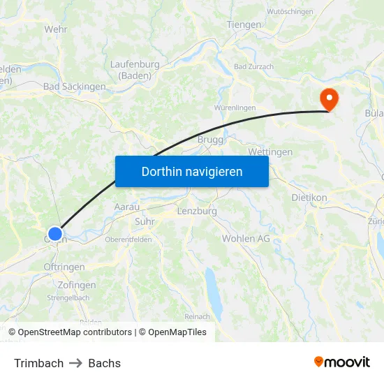 Trimbach to Bachs map