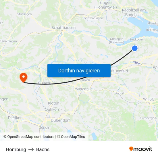Homburg to Bachs map