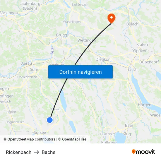 Rickenbach to Bachs map