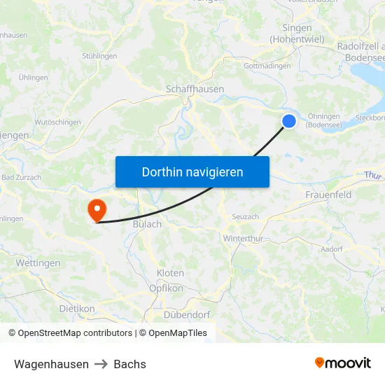 Wagenhausen to Bachs map