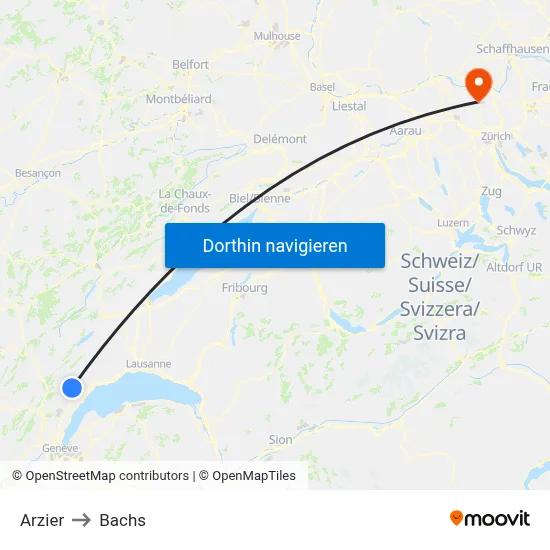 Arzier to Bachs map