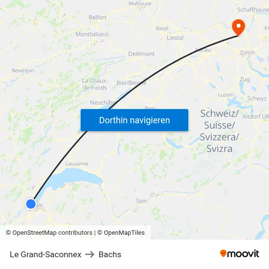 Le Grand-Saconnex to Bachs map