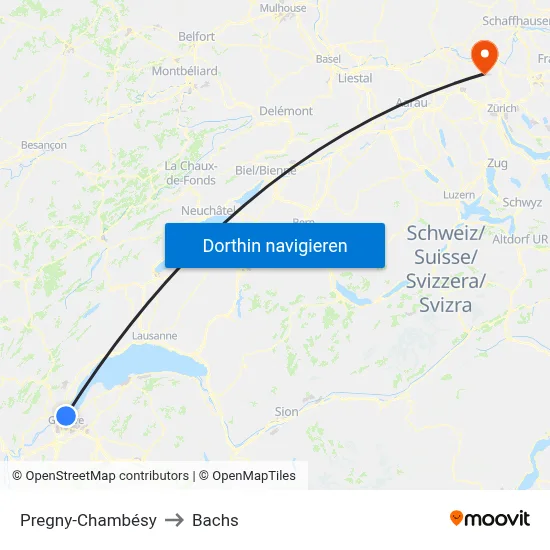 Pregny-Chambésy to Bachs map