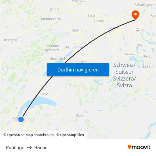 Puplinge to Bachs map