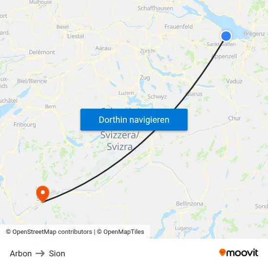 Arbon to Sion map