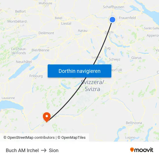 Buch AM Irchel to Sion map