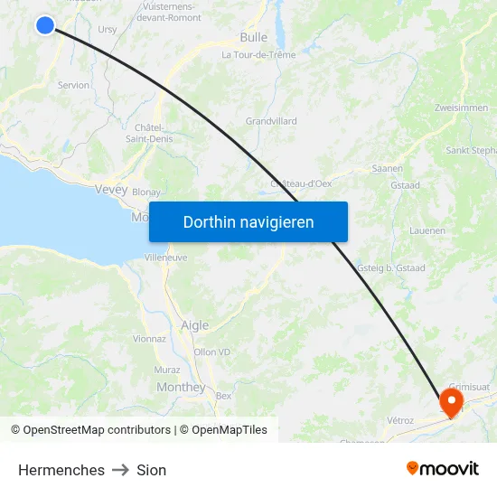 Hermenches to Sion map