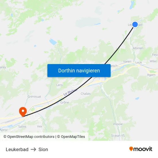 Leukerbad to Sion map