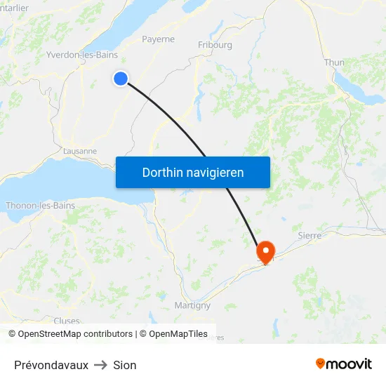 Prévondavaux to Sion map