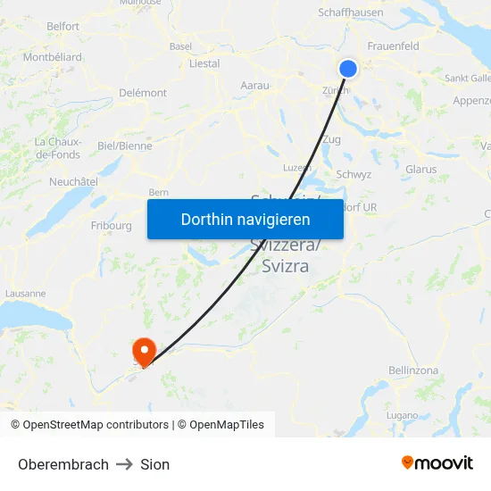Oberembrach to Sion map