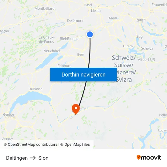 Deitingen to Sion map
