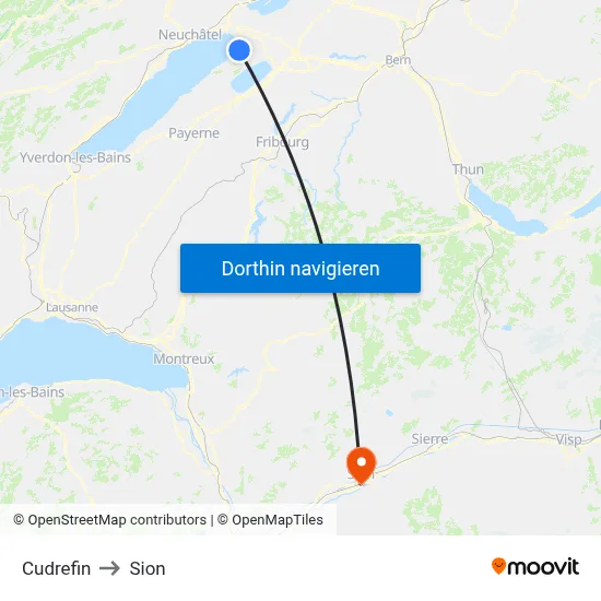Cudrefin to Sion map