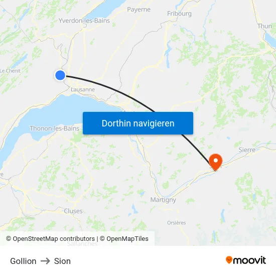 Gollion to Sion map