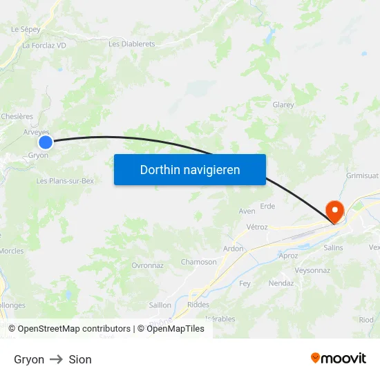 Gryon to Sion map