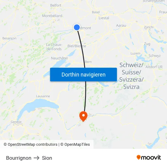 Bourrignon to Sion map