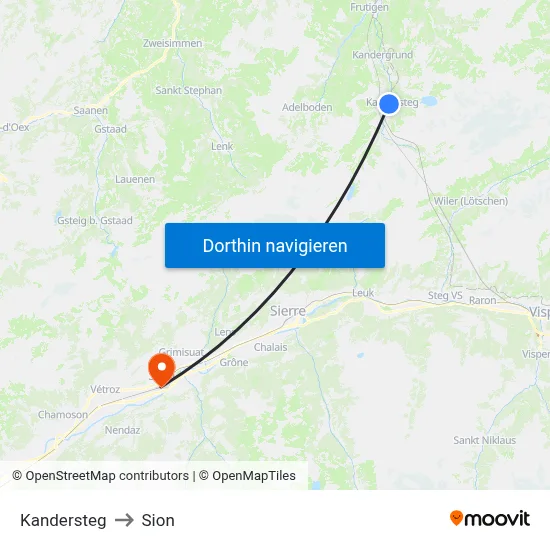 Kandersteg to Sion map