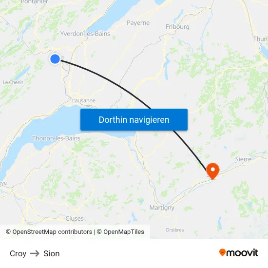 Croy to Sion map