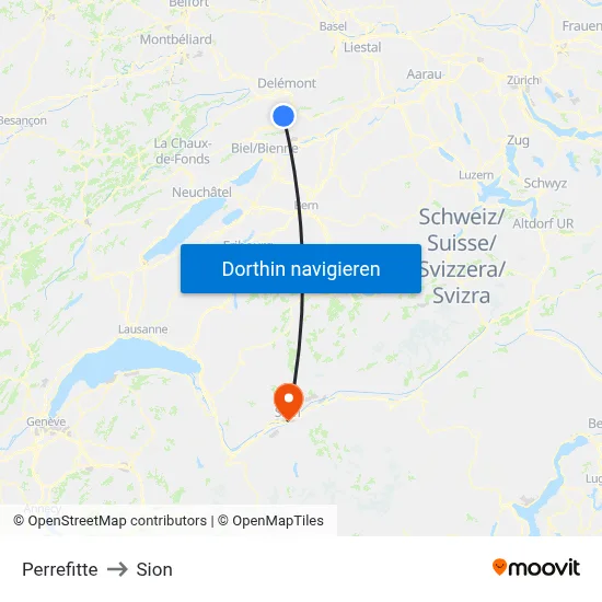 Perrefitte to Sion map