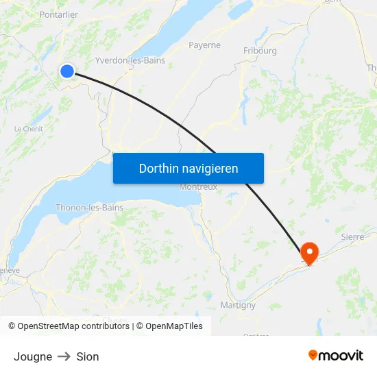 Jougne to Sion map