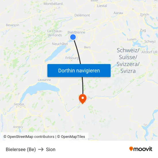 Bielersee (Be) to Sion map