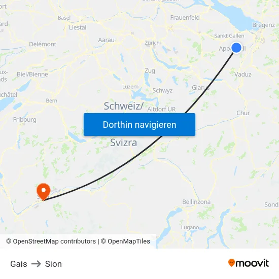 Gais to Sion map