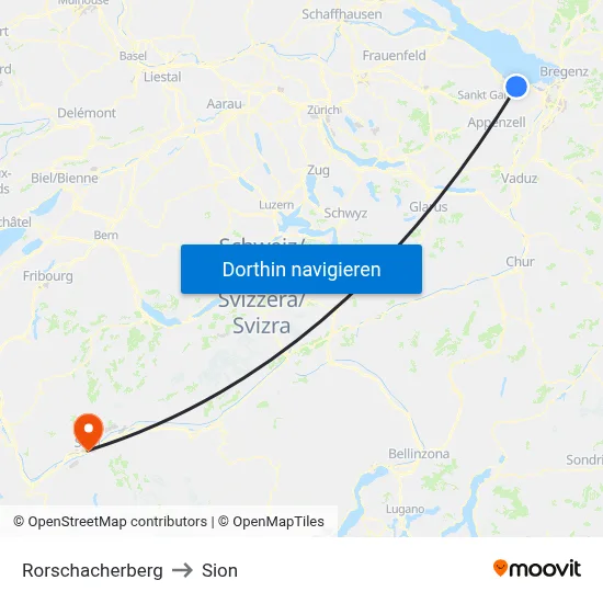 Rorschacherberg to Sion map