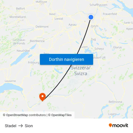 Stadel to Sion map