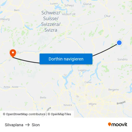 Silvaplana to Sion map