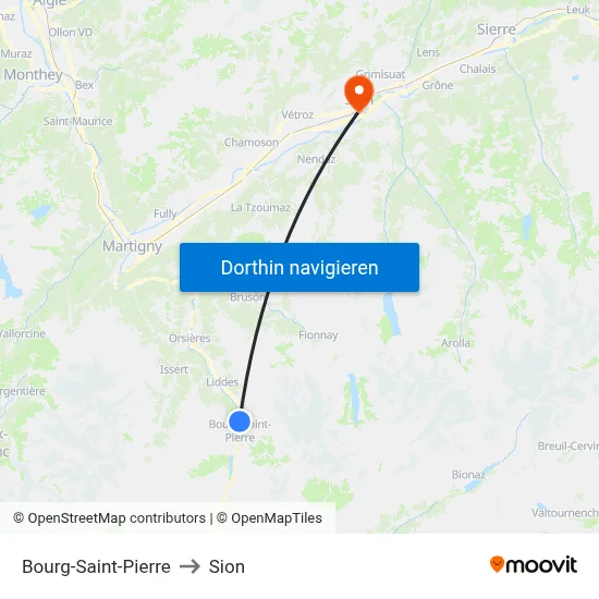Bourg-Saint-Pierre to Sion map