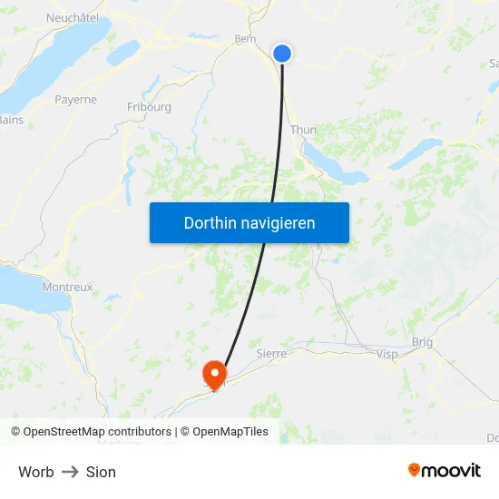 Worb to Sion map