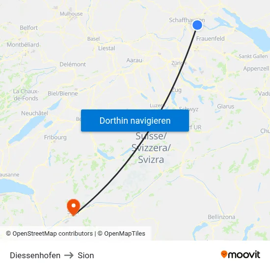 Diessenhofen to Sion map