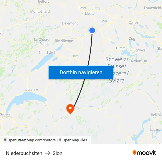Niederbuchsiten to Sion map