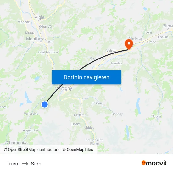 Trient to Sion map