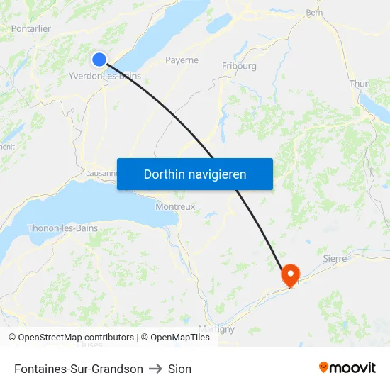 Fontaines-Sur-Grandson to Sion map