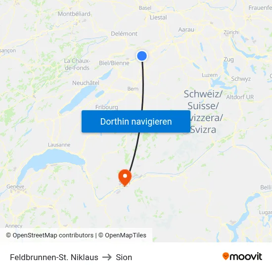 Feldbrunnen-St. Niklaus to Sion map