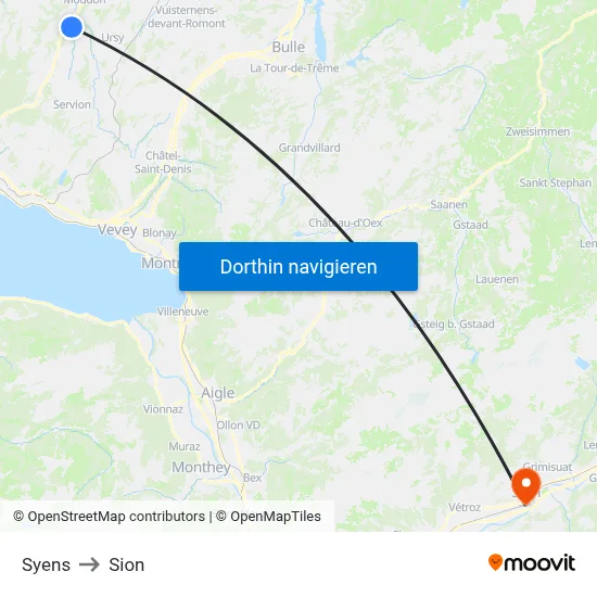 Syens to Sion map