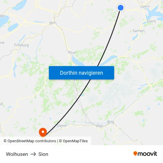 Wolhusen to Sion map