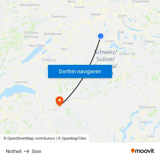 Nottwil to Sion map