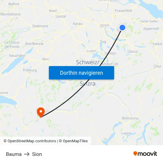 Bauma to Sion map