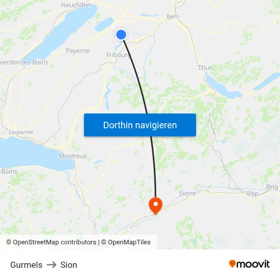 Gurmels to Sion map