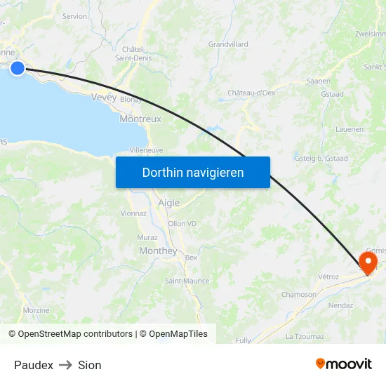 Paudex to Sion map