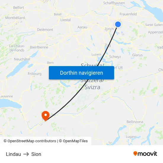 Lindau to Sion map