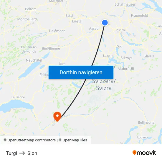 Turgi to Sion map