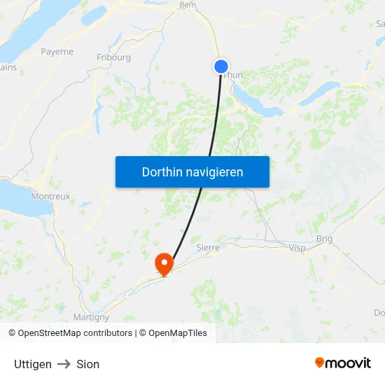 Uttigen to Sion map