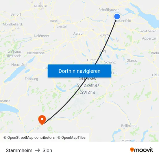 Stammheim to Sion map