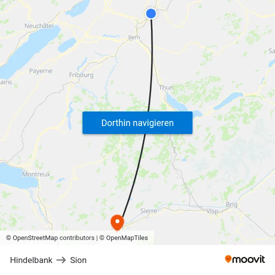 Hindelbank to Sion map